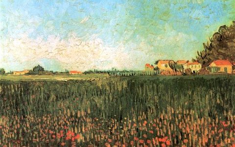Farmhouses in a Wheat Field Near Arles高清大图赏析 梵高真迹扫描完整全图下载